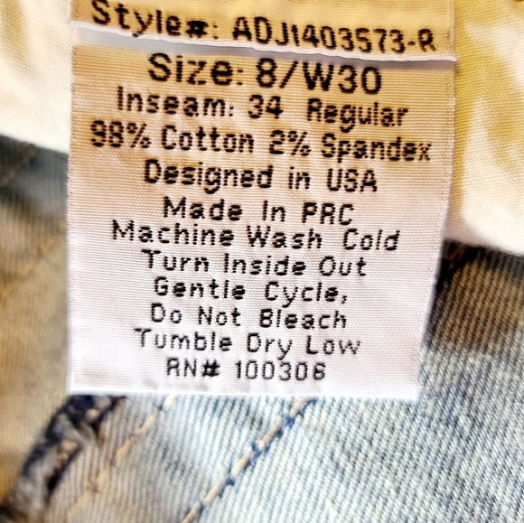 Adiktd Women's Size 8 34" Inseam embellished Pocket Split Ankle hem Dark Wash De - Picture 5 of 5
